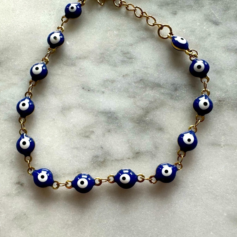 Evil Eye Bracelet blue Gold Plated Stainless Steel jewelry